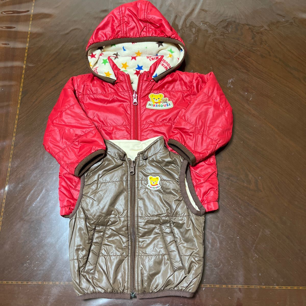 ♪ミキハウス♪ ベスト付きジャンパー レッド 80拍卖