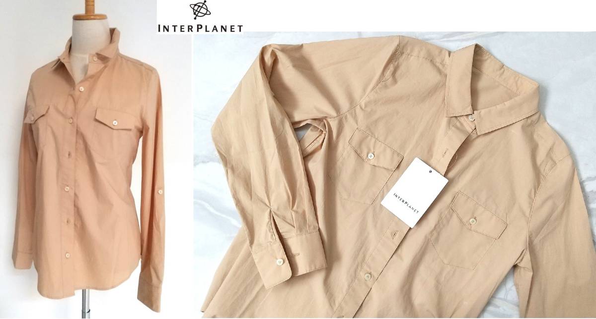新品!【INTERPLANET(インタープラネット)】 レディース コットン 長袖 シャツ ブラウス拍卖