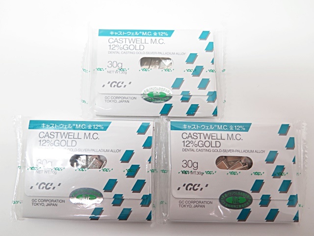 ★☆【金パラ】GC キャストウェル MC 金12% 歯科鋳造用 パラジウム合金 30g 3袋セット ot☆★拍卖