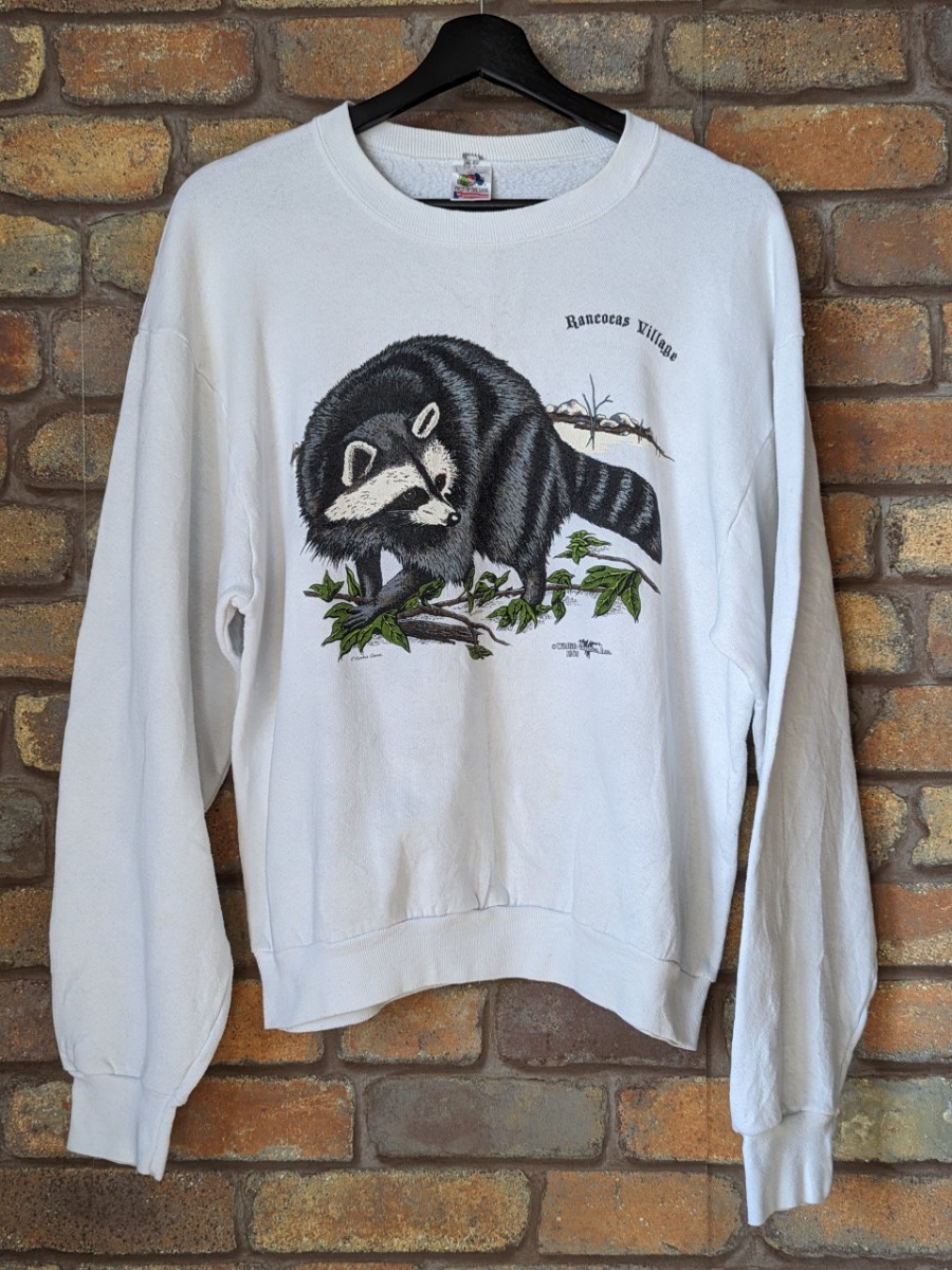 80s FRUIT OF THE LOOM AnimalSweat White L 80年代 フルーツオブザルーム アニマル柄 スウェット ビンテージ拍卖