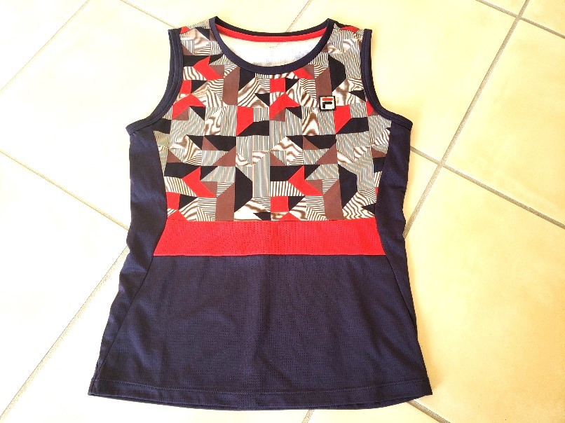 上質美品/FILA/VL2352/フィラ赤紺幾何学・レディース・テニストップス・タンクトップS拍卖