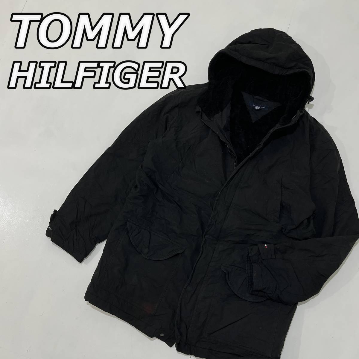 【TOMMY HILFIGER】トミーヒルフィガー 裏ボア 中綿キルティングライナー マウンテンパーカー アウトドア ジャケット 黒 ブラック拍卖