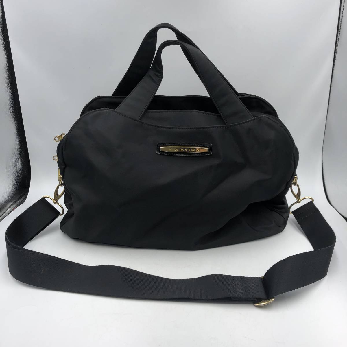 VIA AVION レディース 2WAYバッグ ショルダーバッグ ハンドバッグ 黒 ブラック拍卖