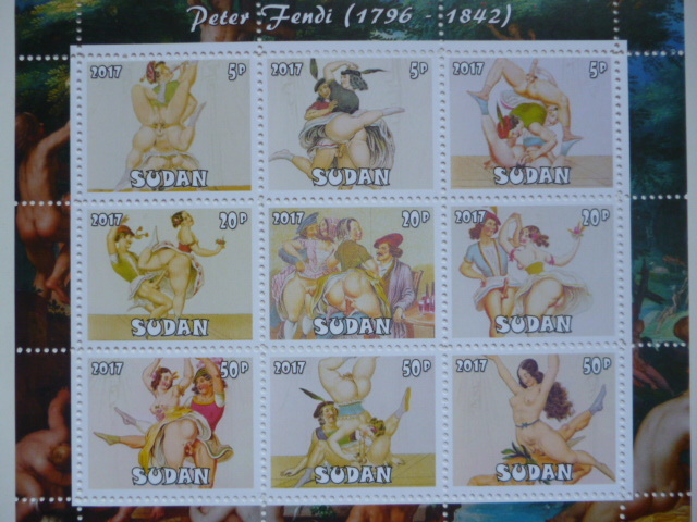 スーダン切手『ヌード画』(ペーター・フェンディ) 9枚シートB拍卖