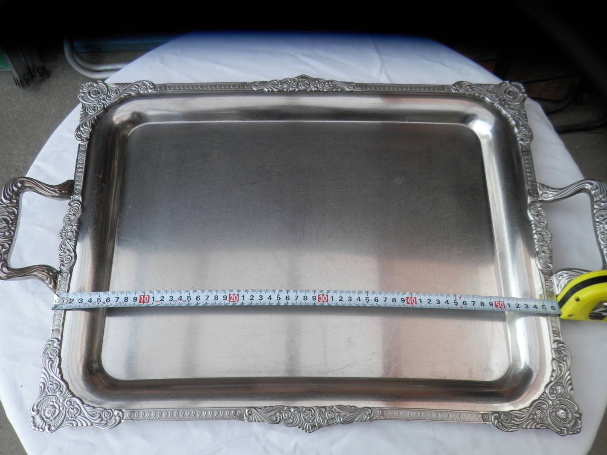 ステンレス 渕角盆 (手付) 中古品 No2拍卖