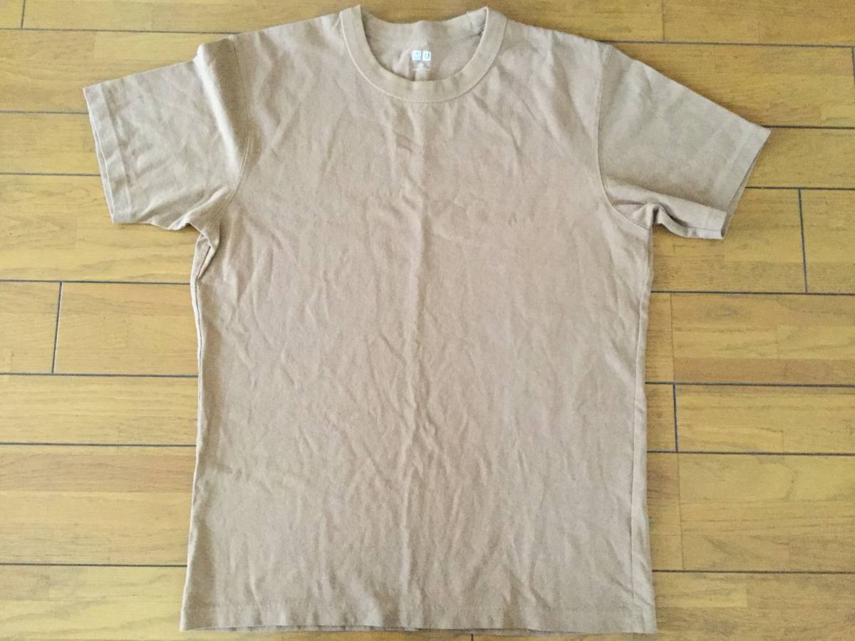 未使用UNIQLOユニクロ男性用半袖TシャツブラウンM拍卖