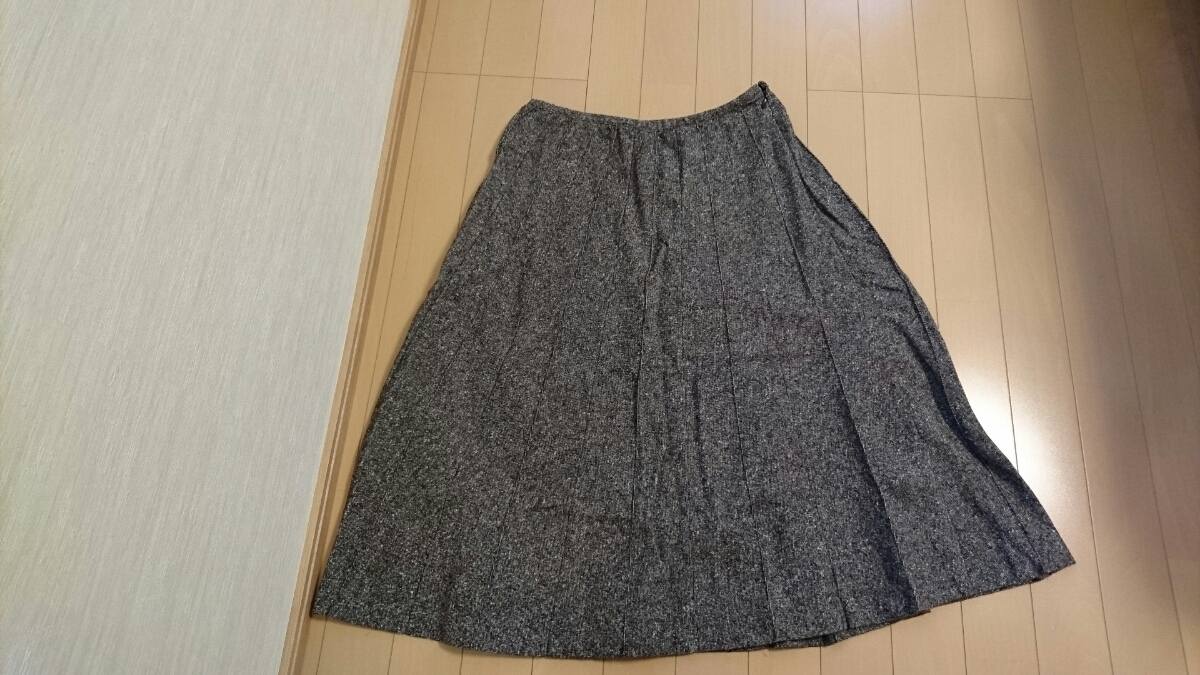 アトリエサブ ATELIERSAB サイズ40大きめサイズツイードフレアスカート茶色一度使用美品 W67丈66センチ拍卖