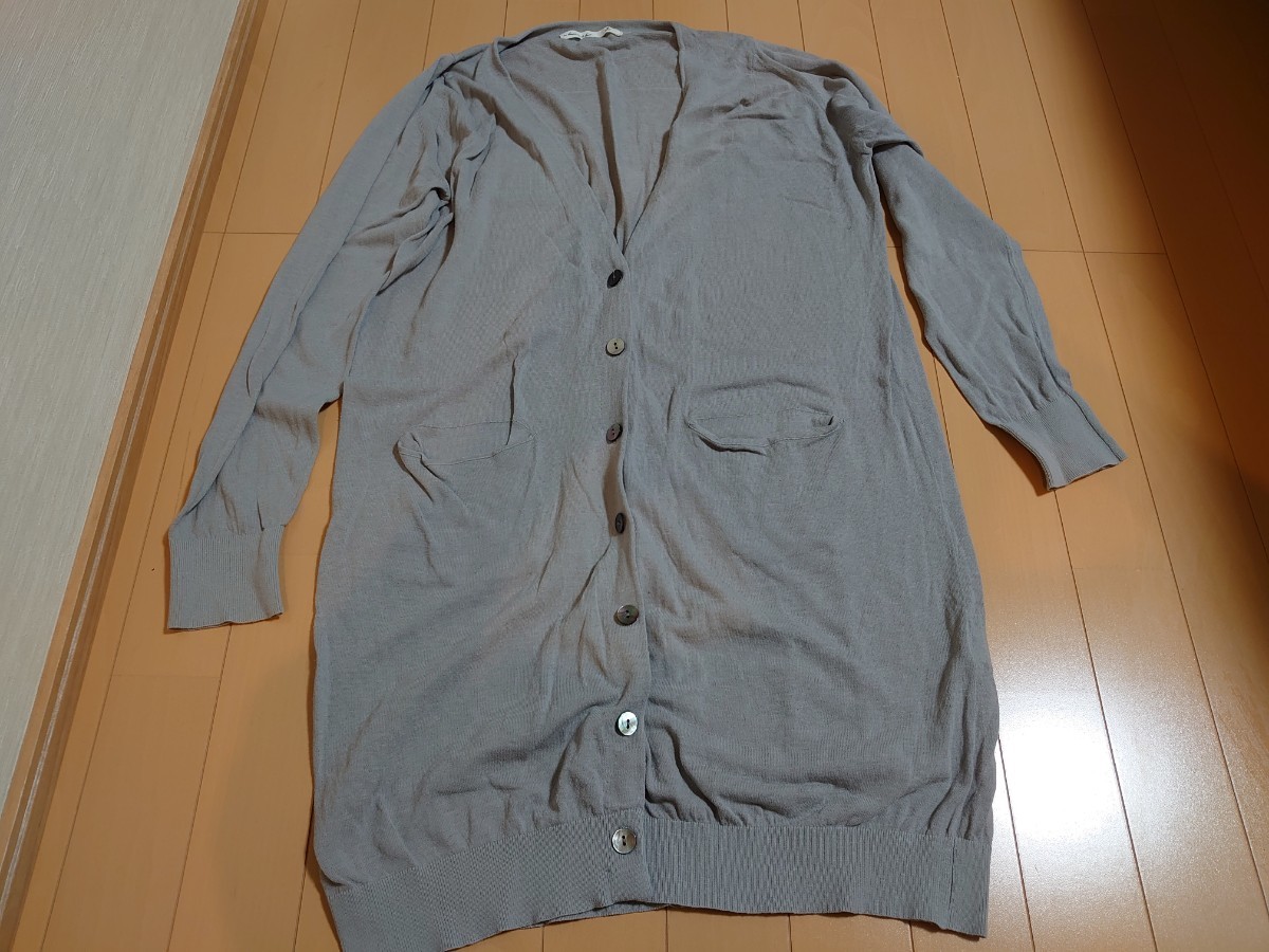 アズノウアズ ロング ニットカーディガン グレー F 大きいサイズ 肩幅40脇下118丈90センチ拍卖