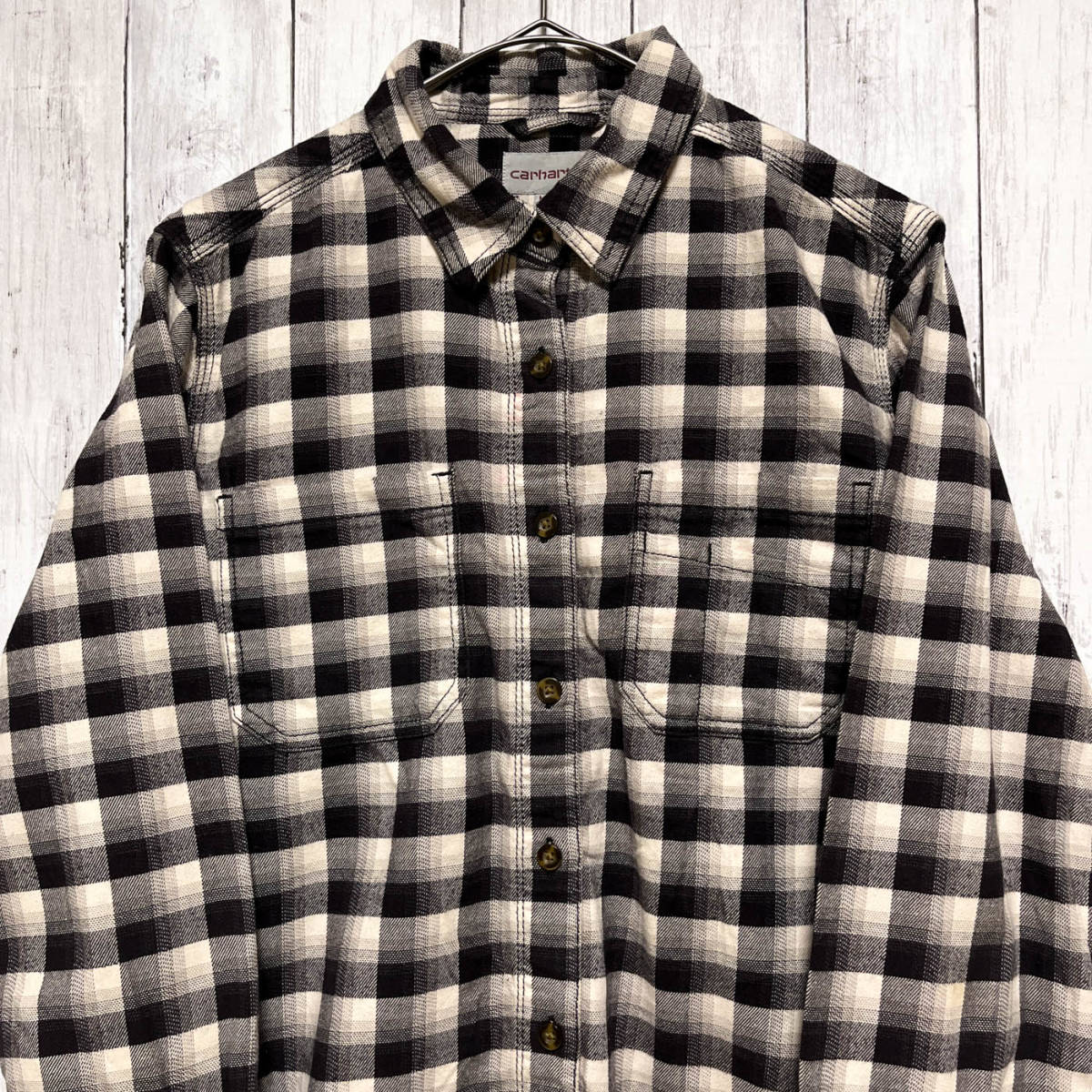 カーハート Carhartt チェックシャツ 長袖シャツ ワークシャツ レディース ワンポイント Mサイズ 5-64拍卖
