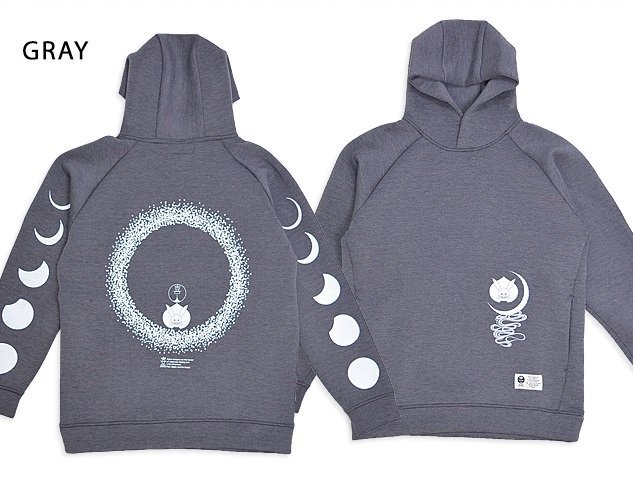 月食ふんわりプルパーカー◆喜人 グレーXLサイズ KJ-32304 和柄 和風 きじん 兎 うさぎ拍卖