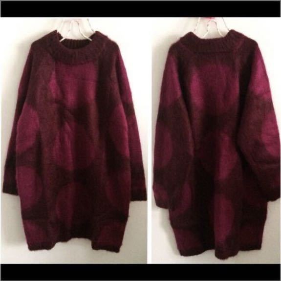 値下げ送料無料Ebonyivory起毛ビッグドットウールニット混ワンピース FREE拍卖