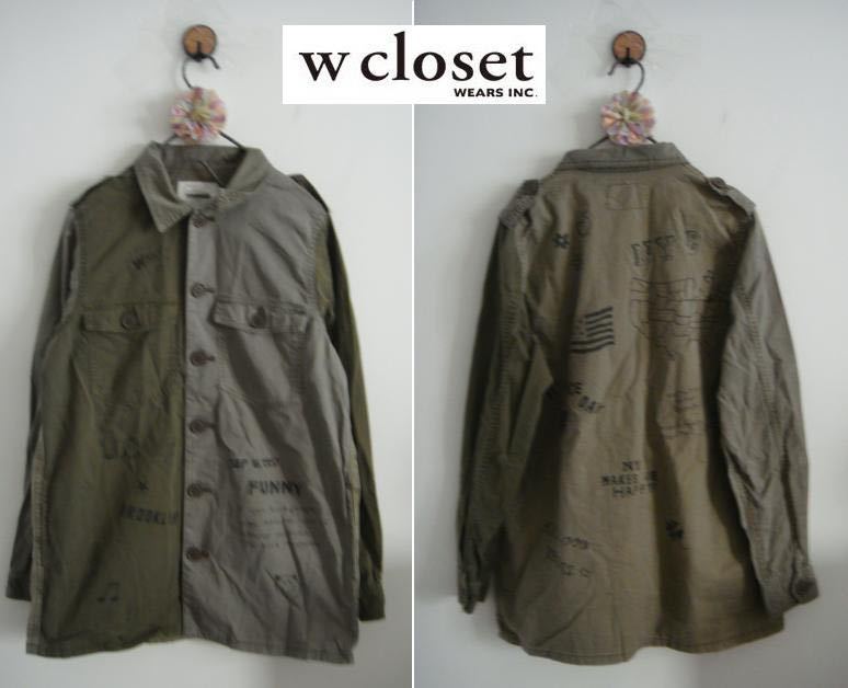 w closetダブルクローゼット プリントミリタリシャツジャケット FREE拍卖