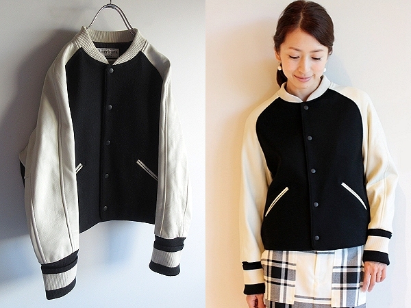 BEAUTY&YOUTH UNITED ARROWS AMERICANA ユナイテッドアローズ別注 アメリカーナ 25周年 袖レザー ウールメルトン スタジャン ジャケット F拍卖