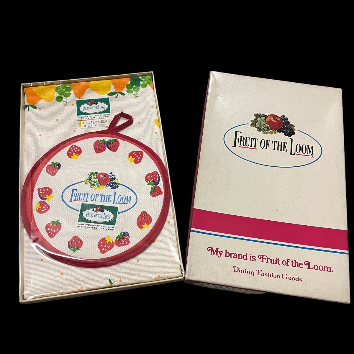 ビンテージ フルーツオブザルーム デッドストック NOS キッチンタオル 鍋敷き 鍋つかみ Fruit of the room レトロ拍卖