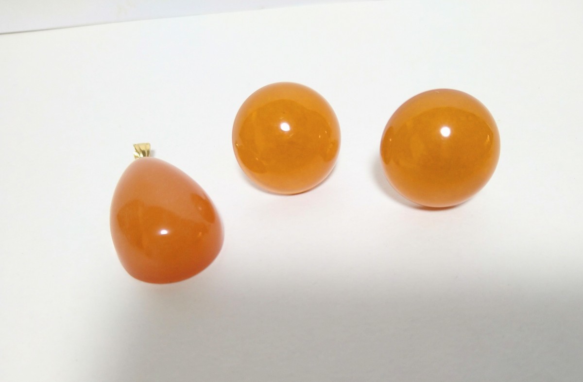 δ 琥珀 アンバー 2点セット ペンダントトップ イヤリング δ 拍卖