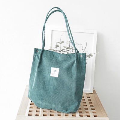 新品#即決#秋冬 ナチュラル コーデュロイ トートバッグ 肩がけ エコバッグ かばん カバン 鞄 人気 カジュアル シンプル#グリーン拍卖