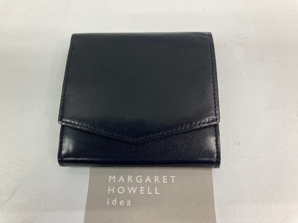 送料無料!2つ折財布 ウォレット コインケース付 牛革 黒 英国MARGARET HOWELL idea★未使用格安!拍卖