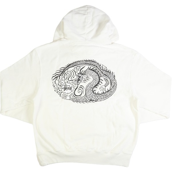 STUSSY ステューシー 23AW MOSAIC DRAGON HOODIE PIGMENT DYED NATURAL スウェットパーカー 白 Size 【M】 【新古品・未使用品】 20781040拍卖