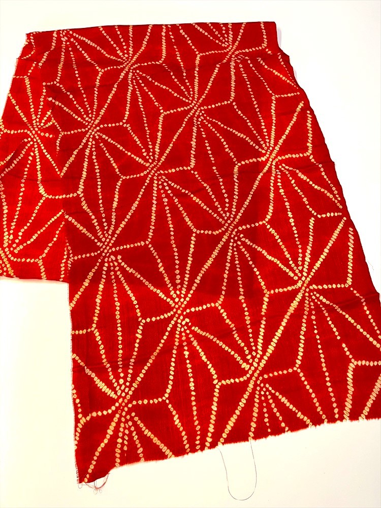 花とら●アンティーク端切れ 朱 赤 絞り リメイク 素材 細工用 231105-26拍卖