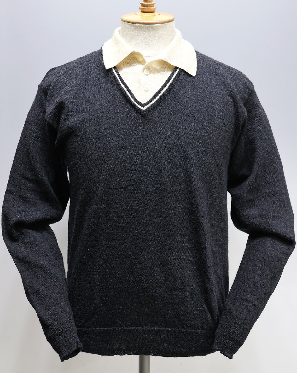 BASCO (バスコ) Lamb Wool Knit Shirts / ラムウール ニットシャツ 美品 ブラック size S/P拍卖