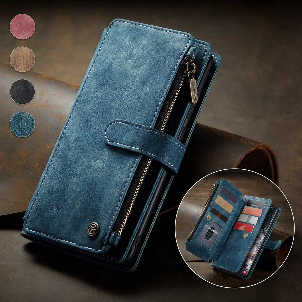 galaxy s22 ケース ギャラクシー s22 レザーケース Galaxy s22 カバー SC-51C SCG13 お財布付き 手帳型 カード収納 ブルー拍卖