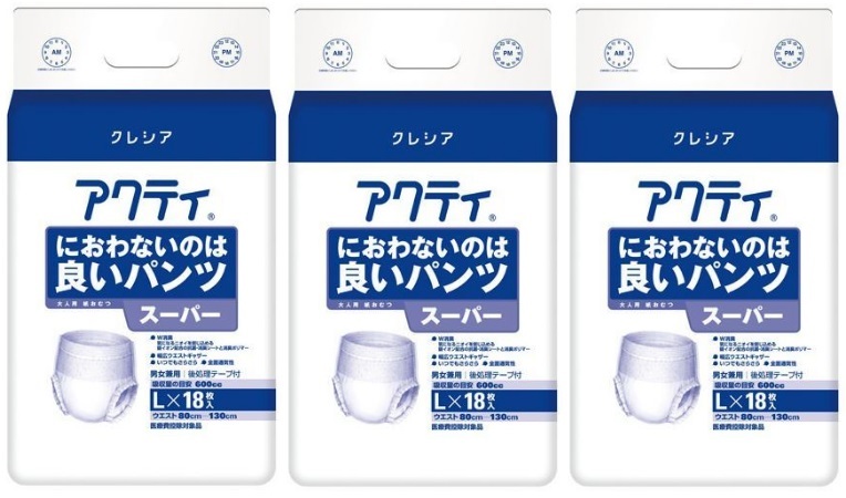 日本製紙クレシア アクティ スーパー L18枚入【×3セット】 におわないのは良いパンツ 男女兼用 介護用業務用おむつ (3個セット)拍卖