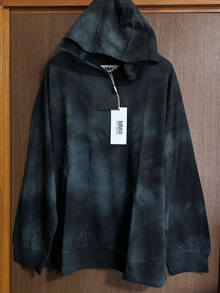 黒M新品 メゾンマルジェラ MM6 タイダイ染め ロゴパッチ スウェット シャツ パーカー 22SS M Maison Margiela 6 レディース 長袖 Tシャツ拍卖
