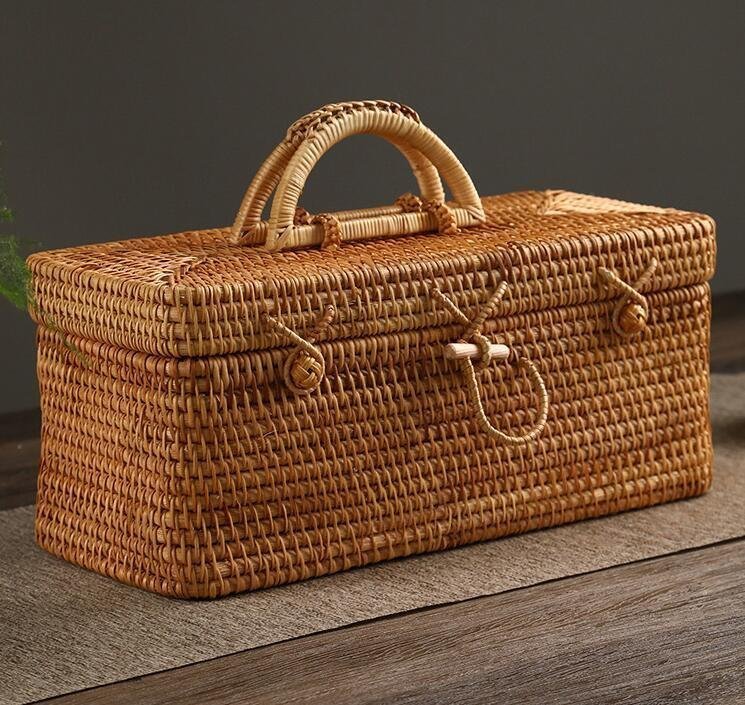 爆売り 提籃籠 收納盒 茶道具籠 茶具 竹細工 收納 竹工芸 美品拍卖