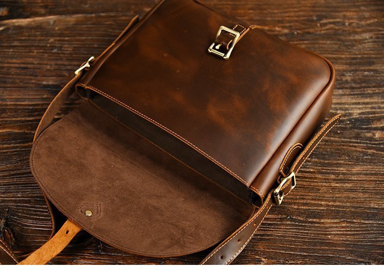 クレイジーホース 牛革 レザー レトロ メンズ 本革 斜めがけ ショルダーバッグ 男性 ビジネスバッグ 未使用 ブラウン 通勤 通学拍卖