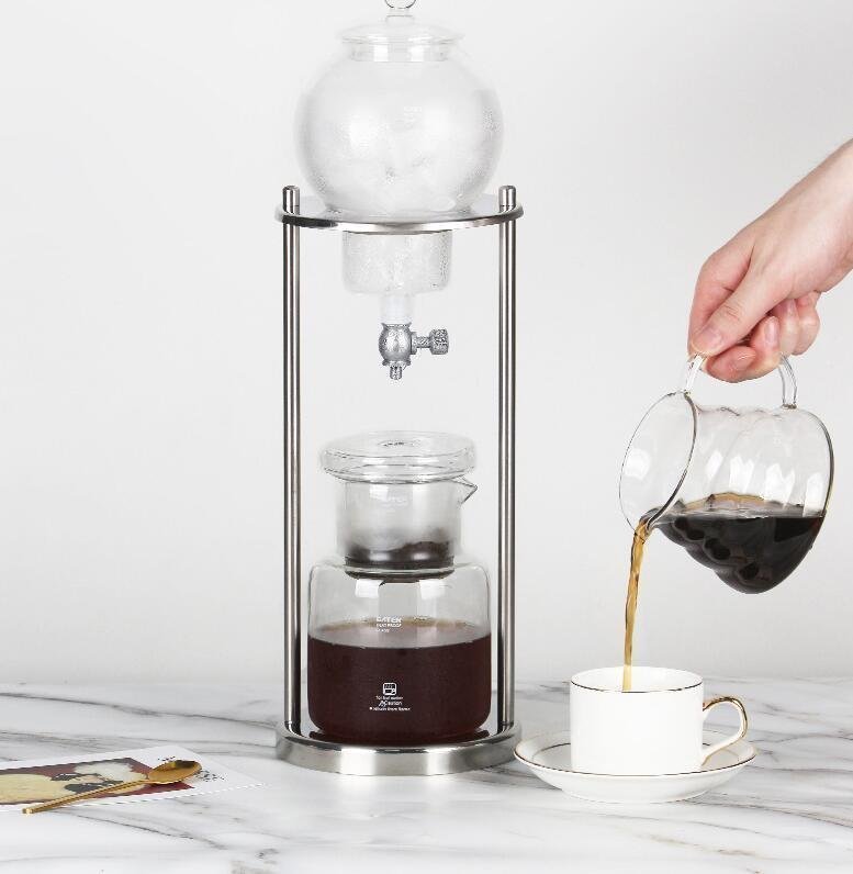 シルバー 600mlコールドブリュードリップ コーヒーポット コーヒーメーカー 水出しコーヒー カフェ拍卖