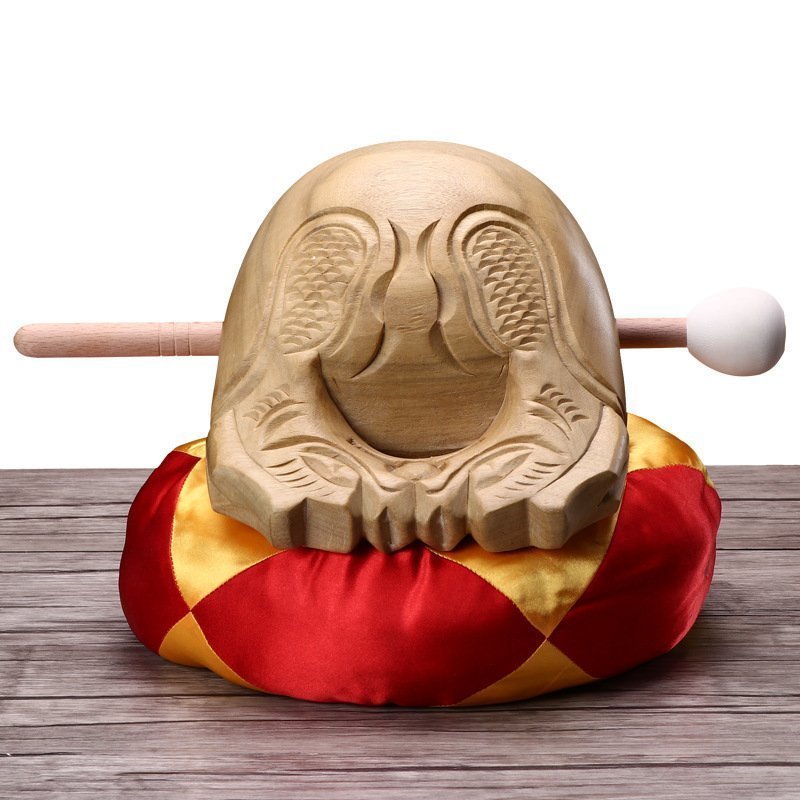 木魚3点セット 五寸 仏具 「龍彫り」布団 バイ 座布団 バチ拍卖