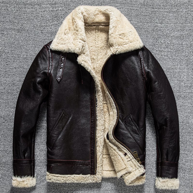 冬 フライトジャケット ムートン コート 羊革 毛皮一体 B3 シープスキン 本革 防寒服 ラムレザー 天然革 S~5XL拍卖