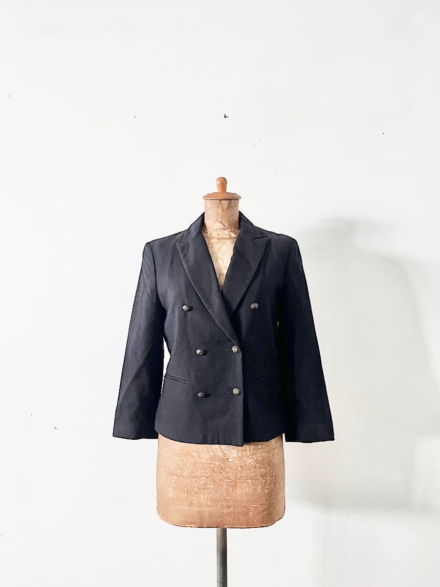 forte_forte ウールブレザージャケット ネイビー Wボタン拍卖
