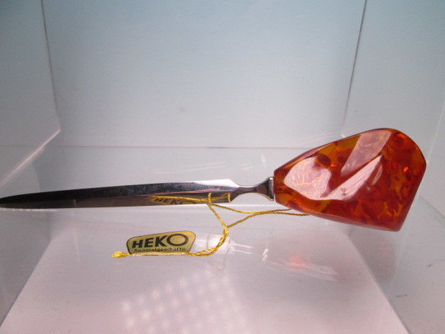 ☆BERNSTEIN ELFENBEIN KORALLEN 『HEKO』大粒天然琥珀のペーパーナイフ ケース付拍卖