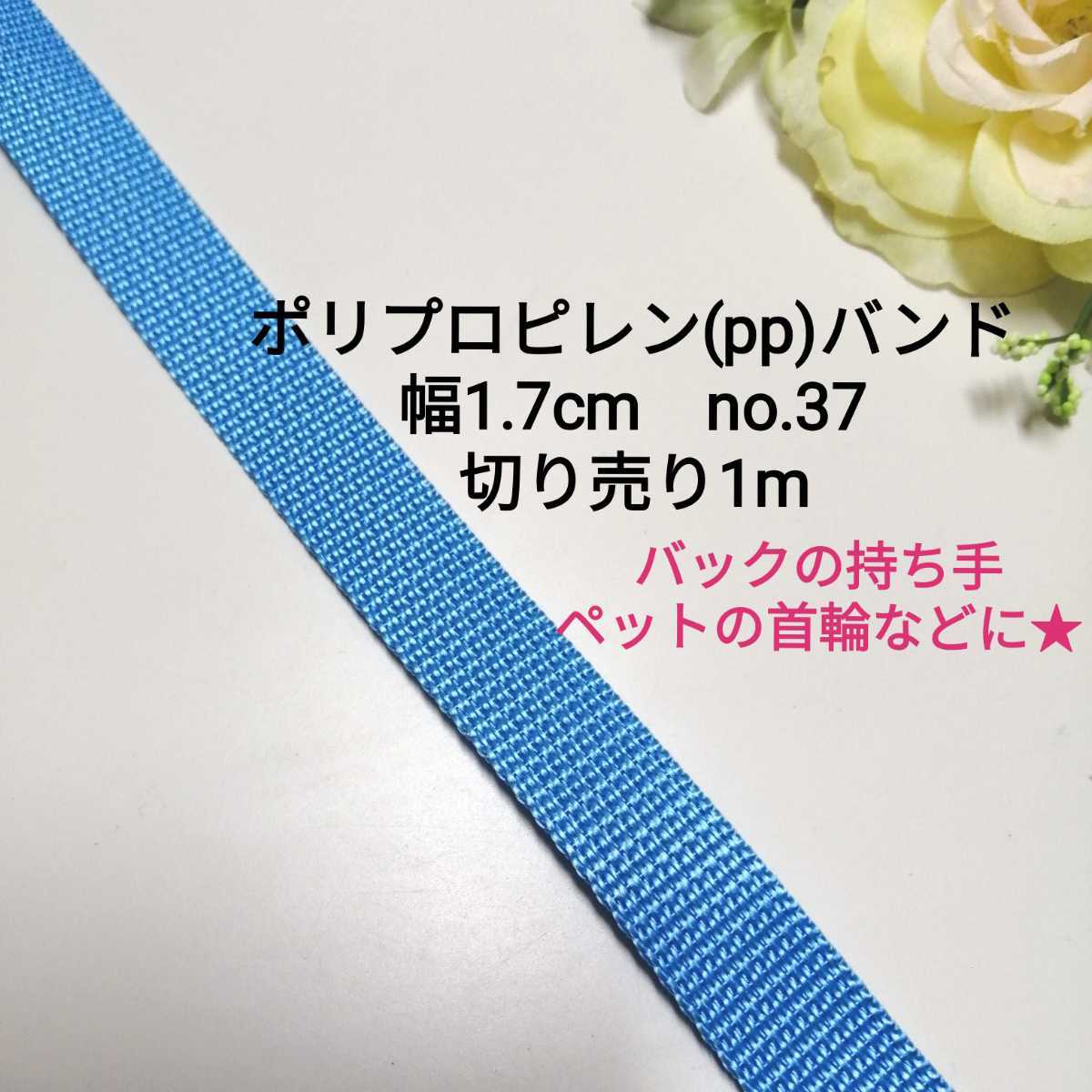 no.37★水色★ppバンド★長さ1m★切り売り★幅1.7cm★バッグ 持ち手 ハンドメイド ppベルト ppテープ ポリプロピレン かばん 首輪 リード 拍卖