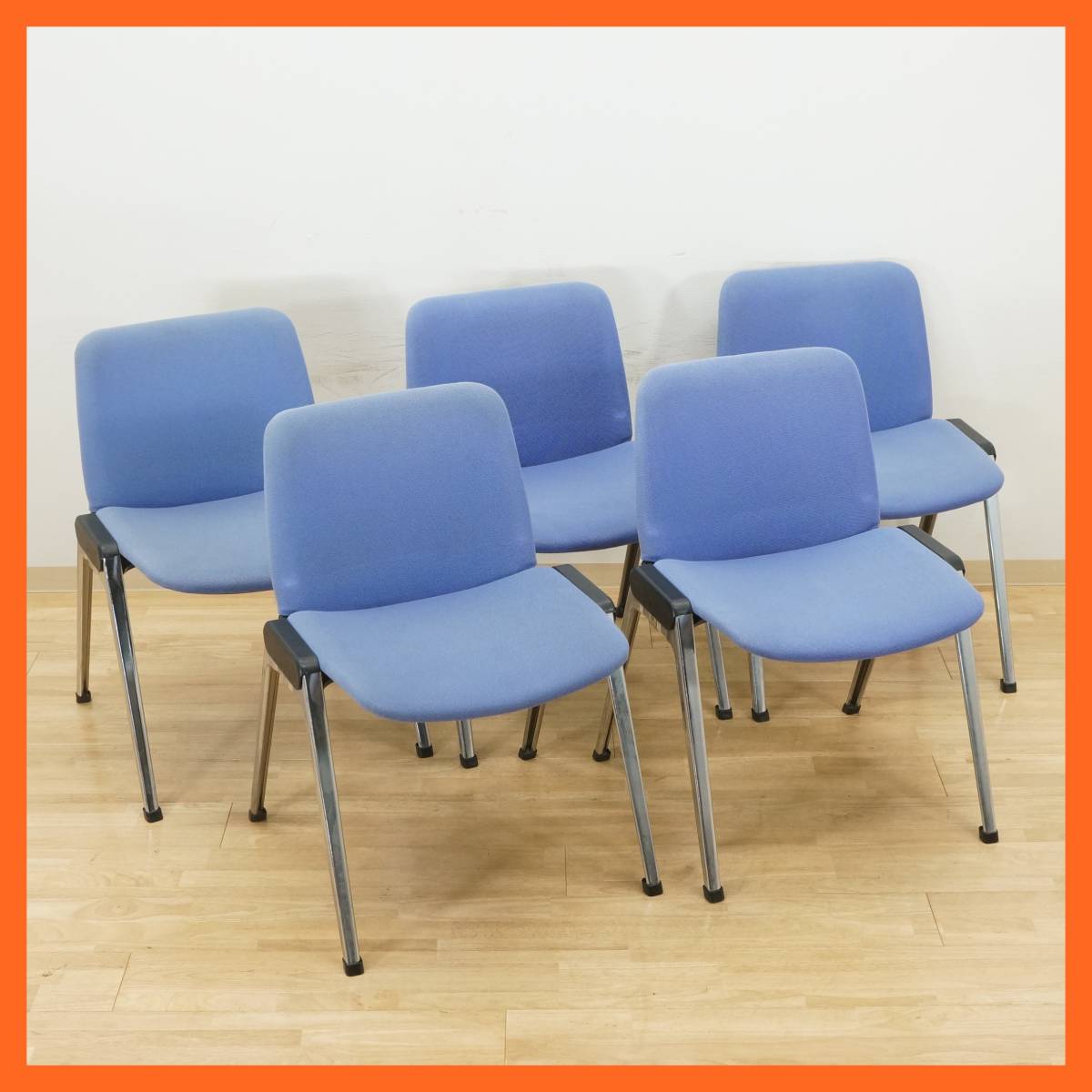 前ダ:【コクヨ/KOKUYO】velca ミーティングチェア 5脚セット CV-M1K オフィス 家具 会議用椅子 スタッキングチェア ② ★送料無料★拍卖