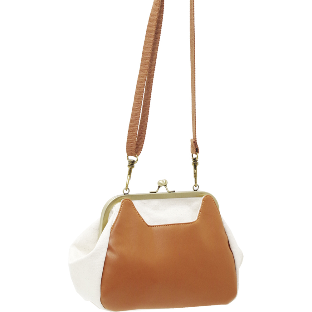 ☆ キャメル ☆ ねこ型ポケット がま口ショルダー 猫 ショルダーバッグ ショルダーバック レディース 斜め掛け 斜めがけ ななめ掛け 肩掛け拍卖