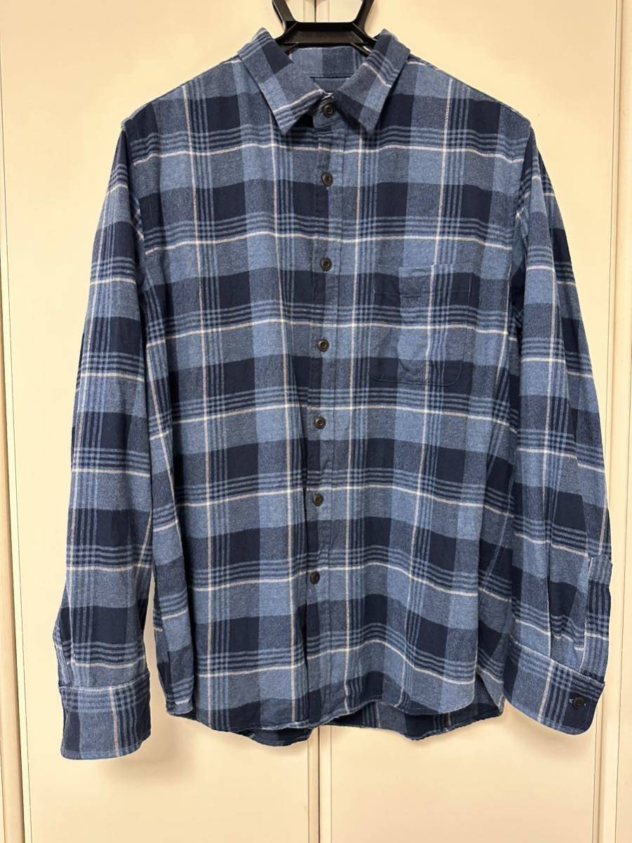 UNIQLO ユニクロ メンズ チェック柄シャツ ブルー L拍卖