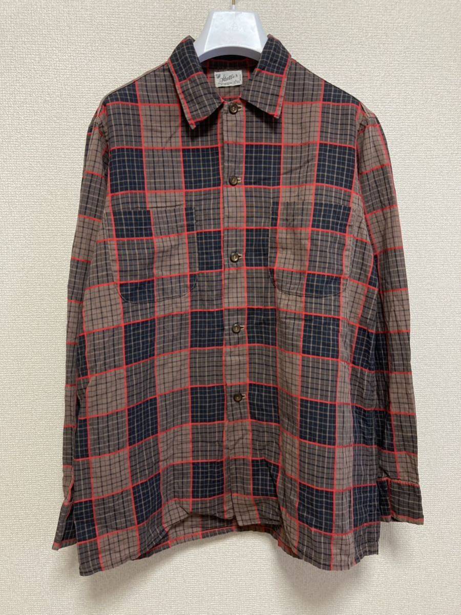 50's 60's USAヴィンテージ Statler チェックシャツ BOXシャツ 袋縫 L 16-16 1/2 Cotton100% vintage shirts拍卖