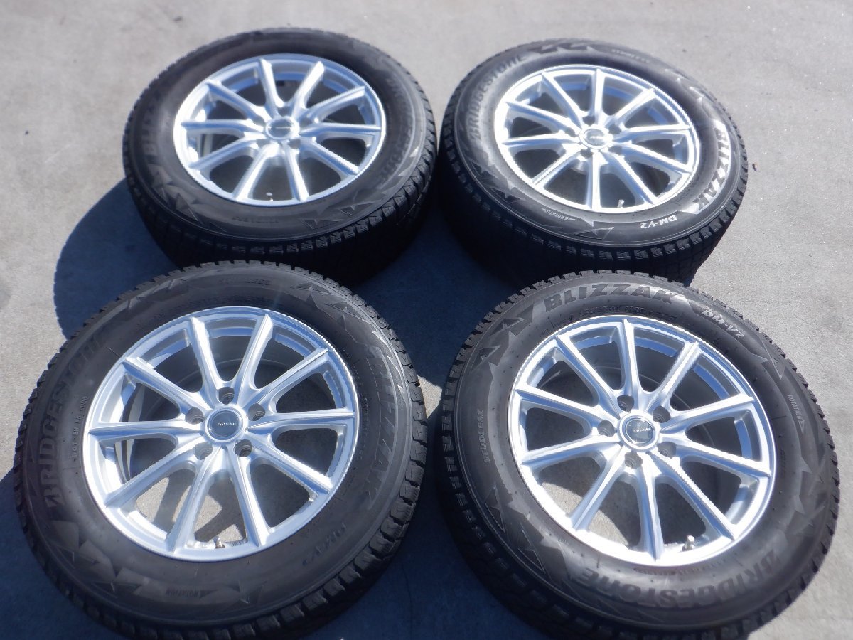 ECO FORME 17インチ 7J +45 5穴 114.3 ホイール 4本 ブリヂストン BLIZZAK DM-V2 225/65R17 スタッドレスタイヤ付 アルファード拍卖
