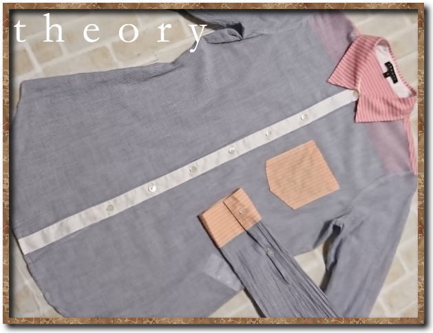 美品!!☆theory セオリー ストライプクレリックシャツ☆拍卖