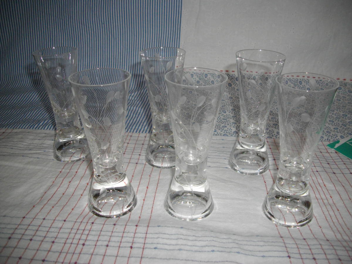 【Ivan Rajecky(イヴァン・ラジェツキー) 作】 カットグラス 6客 ◆ チェコ出身のガラスアーティスト拍卖