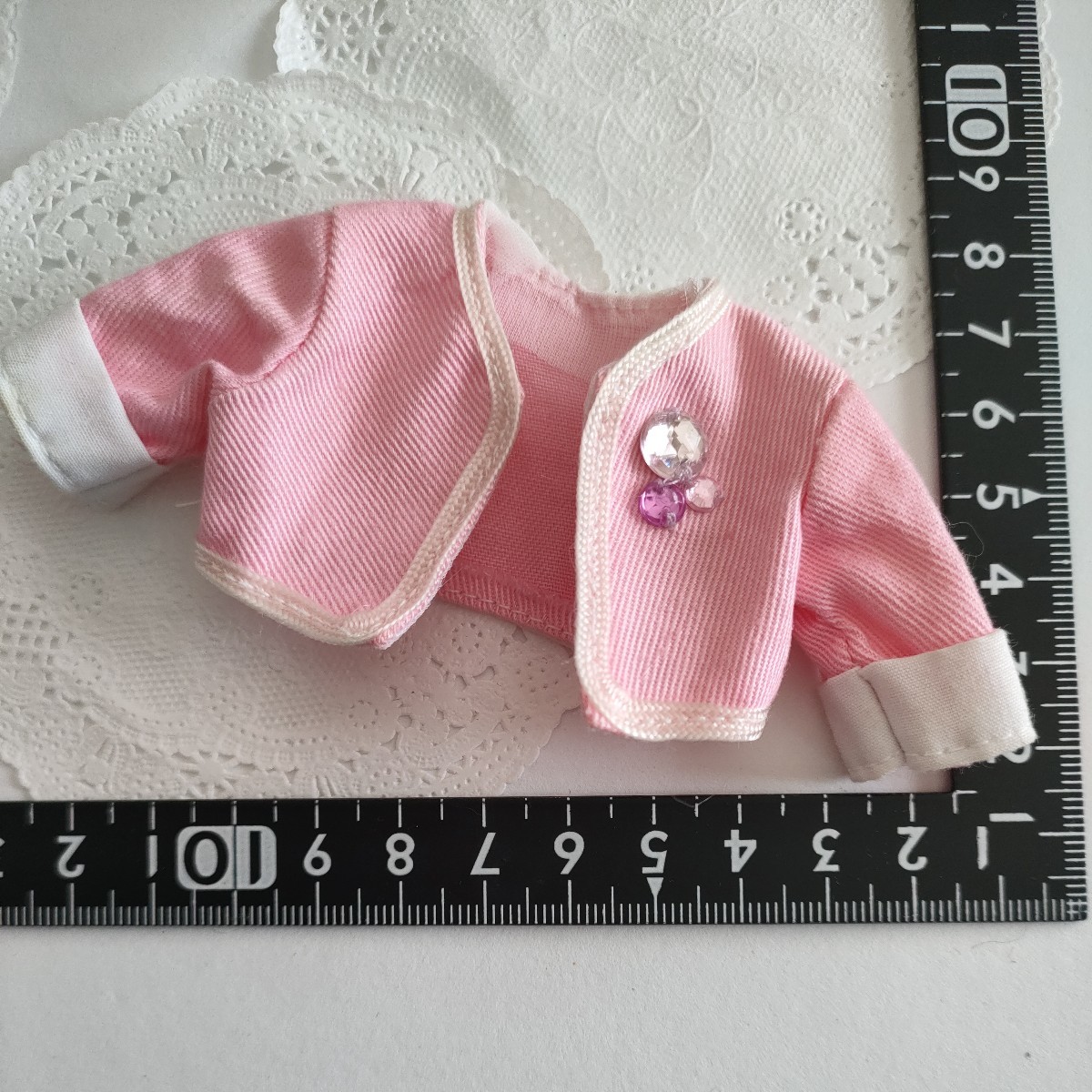 3r316ドール用 ピンク ビジュー付き ノーカラー ボレロ ジャケット momoko バービー ジェニー ペッパーちゃん 1/6ドール拍卖