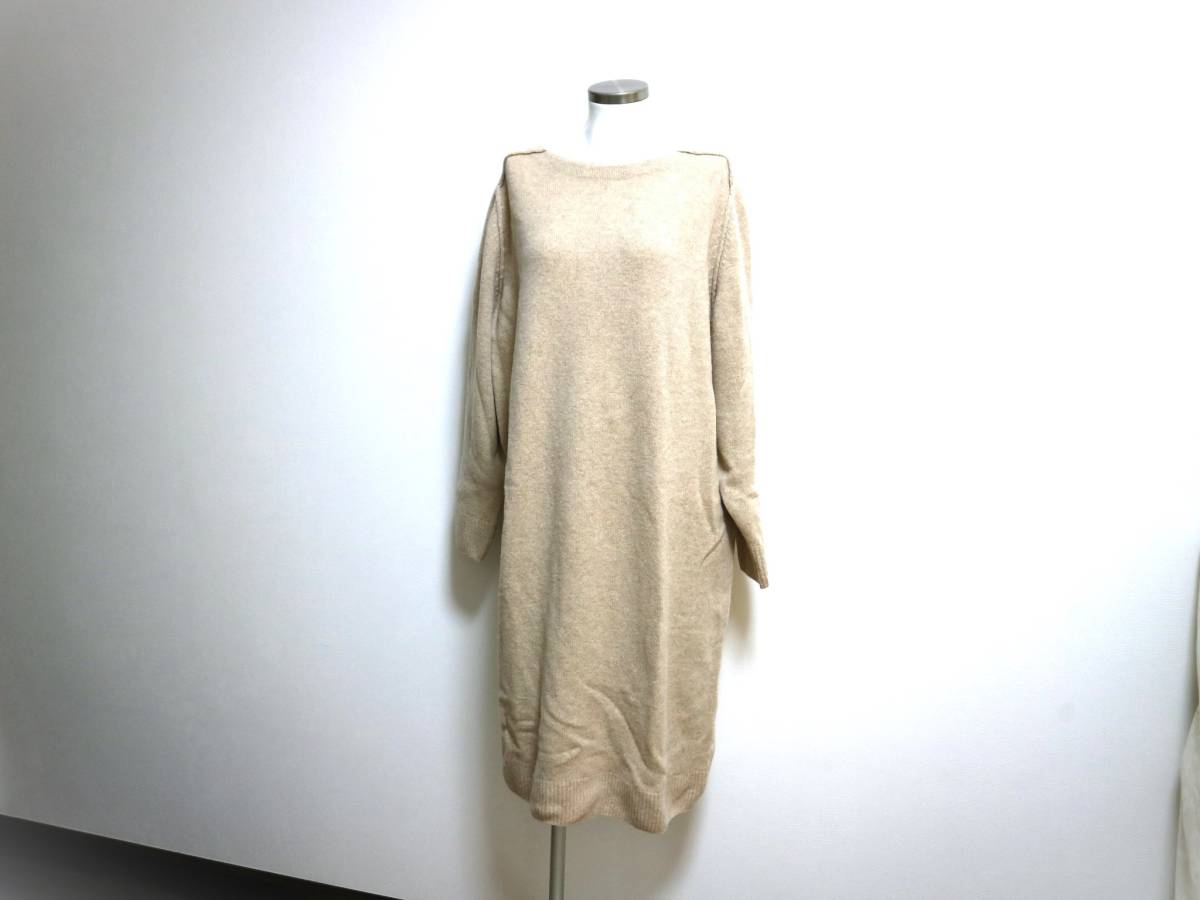 【即決】美品 UNIQLO ユニクロ◆毛100% ライトベージュ系 ロング丈 ワンピース XL  ta拍卖