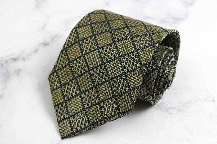 ヴェルサーチ シルク 格子柄 チェック柄 伊製生地 イタリア製 ブランド ネクタイ メンズ ネイビー VERSACE拍卖