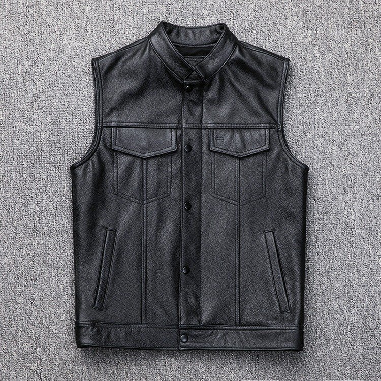 ZPT035★新品ベストメンズバイクベストカジュアルベストライダースベストレザーベストアウトドアベストジャケットおしゃれ ブラック拍卖