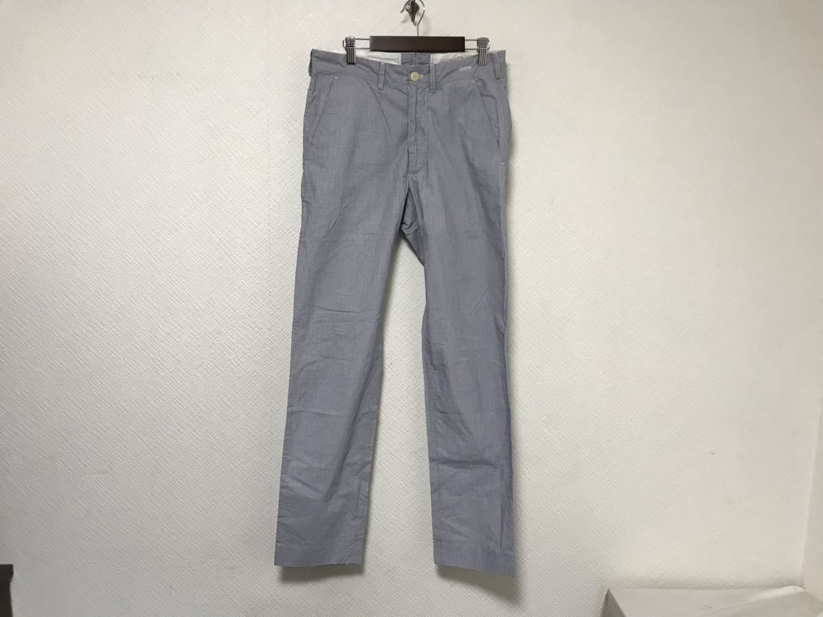 本物ユニティU-Ni-Tyコットンストライプ柄チノスラックスパンツサーフアメカジミリタリーワークビジネススーツメンズ青白44Sイタリア製拍卖