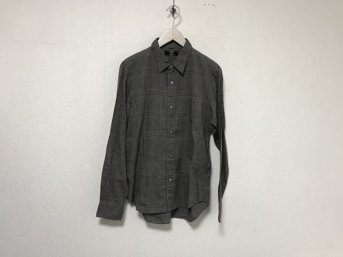 本物カバンドズッカCABANEdeZuccaコットンチェック柄長袖シャツメンズサーフミリタリーアメカジスーツビジネスストリート茶グレーM日本製拍卖