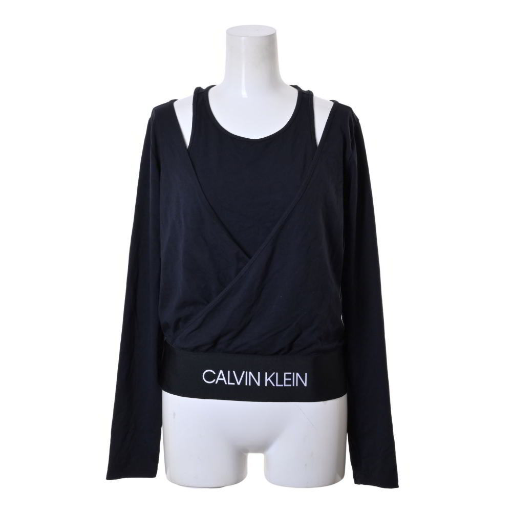 美品 Calvin Klein (CK) パフォーマンス ロゴプリント カットソー M ブラック カルバンクライン KL4BKULB16拍卖