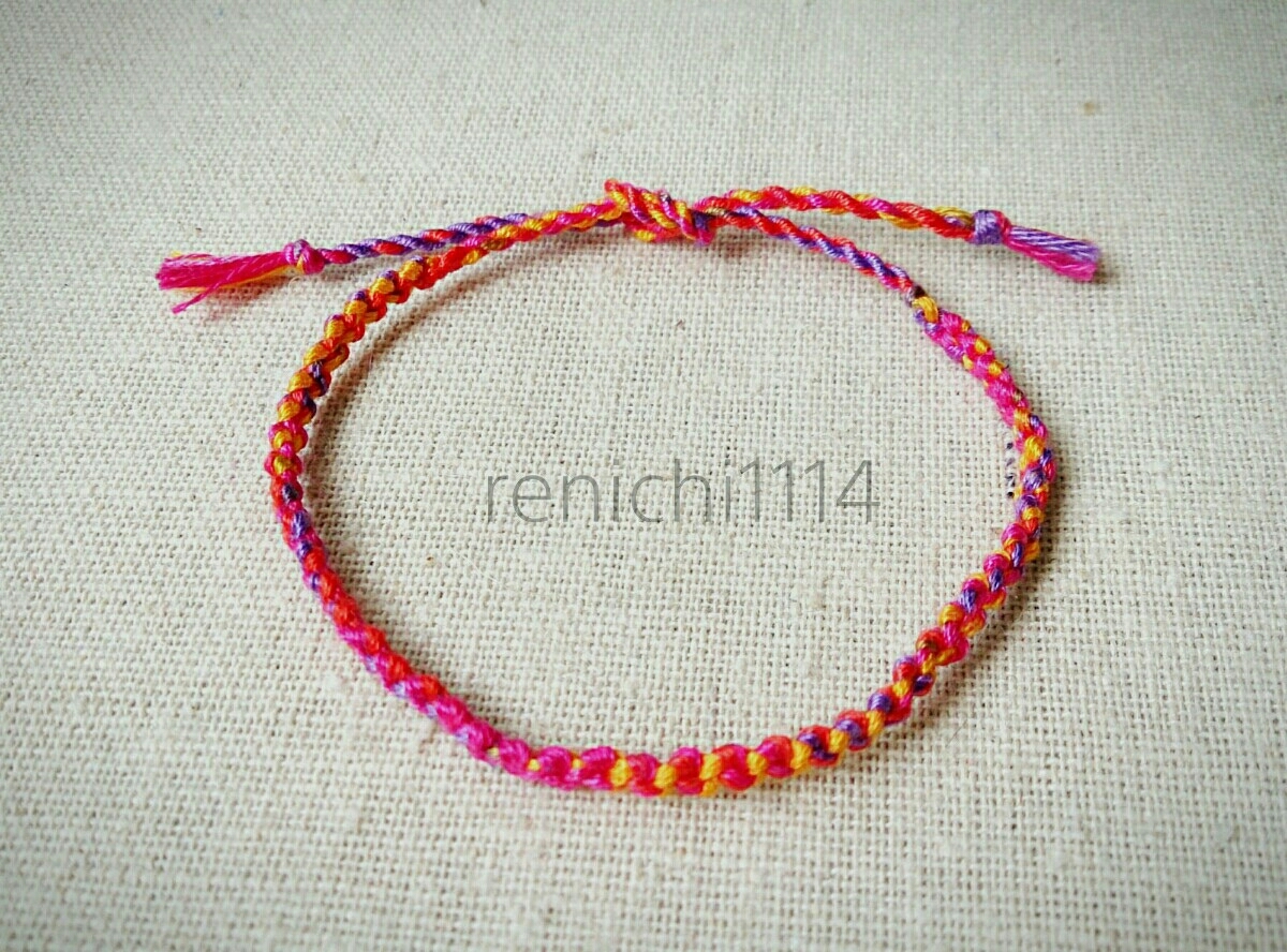 ミサンガ☆ピンク系ミックス☆ブレスレット☆アンクレット☆ハンドメイド拍卖